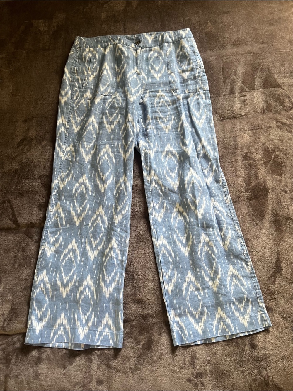 Chico’s Blue Ikat Print Wide Leg Pants